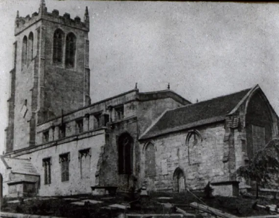St. Lawrence's Church prior to the demolition of the mediaeval nave and chancel in 1868.