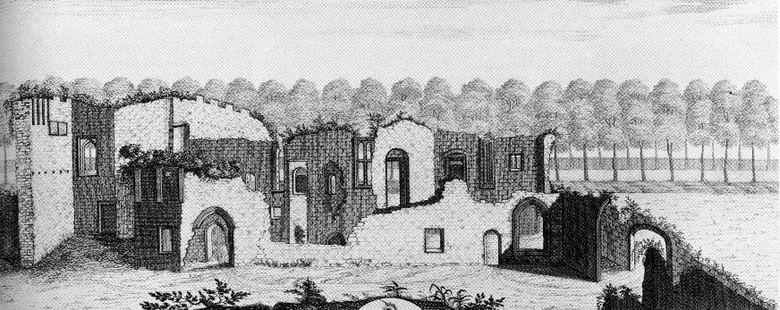 This engraving of around 1727 shows that the castle was already in a ruinous state.