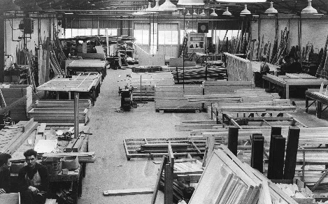 The fabrication shed at Hallam's, in the early 1960s.